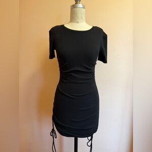 Zara Black Short Sleeve Ruched Mini Dress